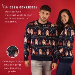 JAP Christmas JAP Foute Kersttrui - Beer Met Geschenk - Kerstcadeau Volwassenen - Dames En Heren - Kerst - M - Donker Blauw -duurzamer-speelgoed Verkoop 550x550 695