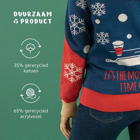 JAP Christmas JAP Foute Kersttrui - Wine-derfull - Kerstcadeau Volwassenen - Dames En Heren - Kerst - S - Blauw 6 JAP Christmas JAP Foute Kersttrui - Wine-derfull - Kerstcadeau Volwassenen - Dames En Heren - Kerst - S - Blauw - Afbeelding 4