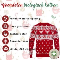 Jule Sweaters Foute Kersttrui Dames & Heren - Christmas Sweater "Klassiek Rood" - 100% Biologisch Katoen - Kerst Trui Mannen & Vrouwen Maat XXL -duurzamer-speelgoed Verkoop 550x550 886