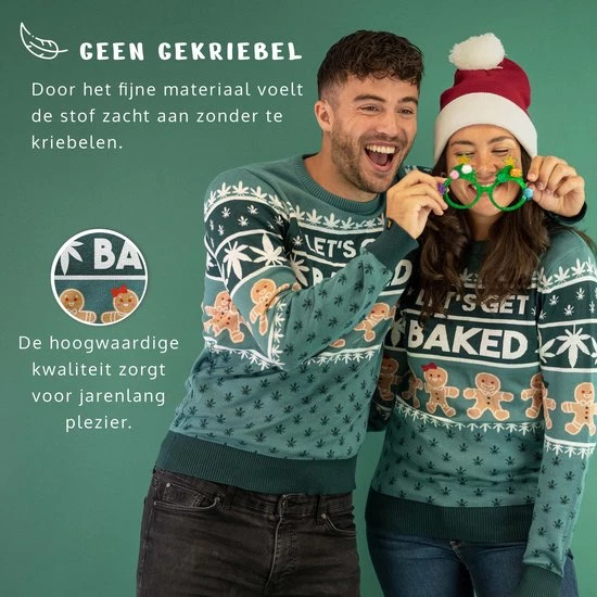 JAP Christmas JAP Foute Kersttrui - Let's Get Baked - Kerstcadeau Volwassenen - Dames En Heren - Kerst - XL - Groen 7 JAP Christmas JAP Foute Kersttrui - Let's Get Baked - Kerstcadeau Volwassenen - Dames En Heren - Kerst - XL - Groen - Afbeelding 5