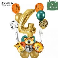 Dieren Ballon Pakket * 4 Jaar * Jungle Ballon * Dieren Feest * Jungle Feest * Verjaardag Feest * Hoera 4 Jaar * Gefeliciteerd * Kinderfeestje * Jungle Party * Snoes