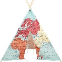 Sunny Wereldkaart Tipi Tent Multikleur Wigwam Speeltent / 100% Katoen / 120 X 120 X 160 / 2 Jaar Garantie -duurzamer-speelgoed Verkoop 550x577 1