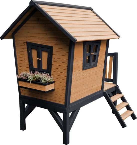 AXI Robin Speelhuis In Bruin/Antraciet - Met Veranda En Grijze Glijbaan - Speelhuisje Op Palen Met Veranda - FSC Hout - Speeltoestel Voor De Tuin 20 AXI Robin Speelhuis In Bruin/Antraciet - Met Veranda En Grijze Glijbaan - Speelhuisje Op Palen Met Veranda - FSC Hout - Speeltoestel Voor De Tuin - Afbeelding 18