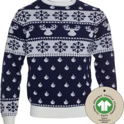 Jule Sweaters Foute Kersttrui Dames & Heren - Christmas Sweater "Klassiek Blauw" - 100% Biologisch Katoen - Kerst Trui Mannen & Vrouwen Maat XXXXL