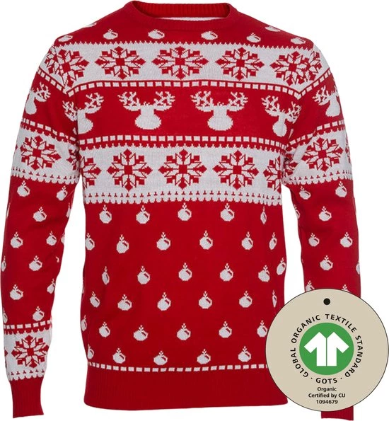 Jule Sweaters Foute Kersttrui Dames & Heren - Christmas Sweater "Klassiek Rood" - 100% Biologisch Katoen - Kerst Trui Mannen & Vrouwen Maat XXXXL 3 Jule Sweaters Foute Kersttrui Dames & Heren - Christmas Sweater "Klassiek Rood" - 100% Biologisch Katoen - Kerst Trui Mannen & Vrouwen Maat XXXXL