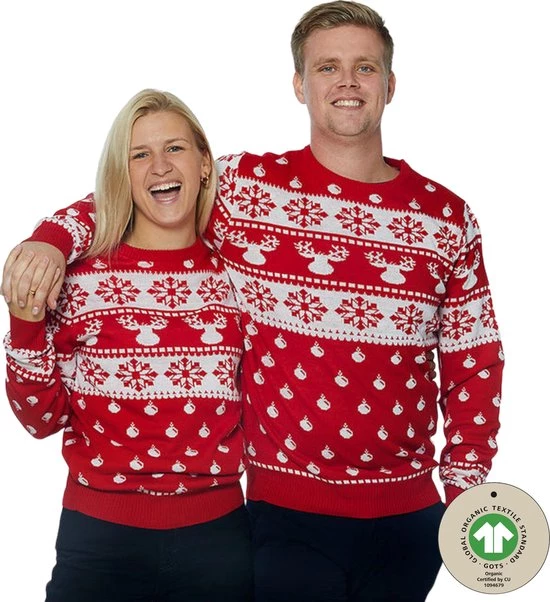 Jule Sweaters Foute Kersttrui Dames & Heren - Christmas Sweater "Klassiek Rood" - 100% Biologisch Katoen - Kerst Trui Mannen & Vrouwen Maat XXXXL 4 Jule Sweaters Foute Kersttrui Dames & Heren - Christmas Sweater "Klassiek Rood" - 100% Biologisch Katoen - Kerst Trui Mannen & Vrouwen Maat XXXXL - Afbeelding 2