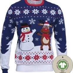 Jule Sweaters Foute Kersttrui Dames & Heren - Christmas Sweater "Beste Vrienden" - 100% Biologisch Katoen - Kerst Trui Mannen & Vrouwen Maat S