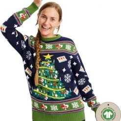 Jule Sweaters Foute Kersttrui Dames & Heren - Christmas Sweater "Prachtig Versierde Kerstboom" - 100% Biologisch Katoen - Kerst Trui Mannen & Vrouwen Maat S -duurzamer-speelgoed Verkoop 550x623 5