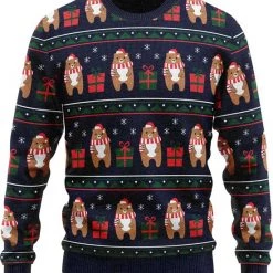 JAP Christmas JAP Foute Kersttrui - Beer Met Geschenk - Kerstcadeau Volwassenen - Dames En Heren - Kerst - M - Donker Blauw