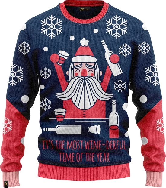 JAP Christmas JAP Foute Kersttrui - Wine-derfull - Kerstcadeau Volwassenen - Dames En Heren - Kerst - S - Blauw 3 JAP Christmas JAP Foute Kersttrui - Wine-derfull - Kerstcadeau Volwassenen - Dames En Heren - Kerst - S - Blauw