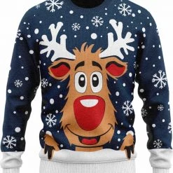 JAP Christmas JAP Foute Kersttrui - Rudolf Het Rendier - Kerstcadeau Volwassenen - Dames En Heren - Kerst - 2XL - Donker Blauw