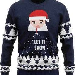 JAP Christmas JAP Foute Kersttrui - Santa Let It Snow - Kerstcadeau Volwassenen - Dames En Heren - Kerst - L - Blauw