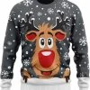 JAP Christmas JAP Foute Kersttrui - Rudolf Het Rendier - Kerstcadeau Volwassenen - Dames En Heren - Kerst - XL - Grijs