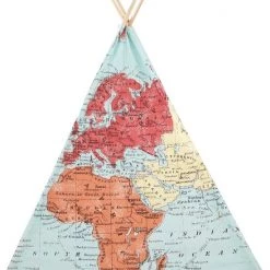 Sunny Wereldkaart Tipi Tent Multikleur Wigwam Speeltent / 100% Katoen / 120 X 120 X 160 / 2 Jaar Garantie -duurzamer-speelgoed Verkoop 550x627 1