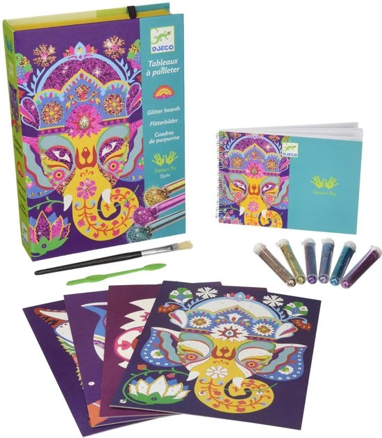 Djeco Knutselset Glitterschilderijen Dieren 3 Djeco Knutselset Glitterschilderijen Dieren
