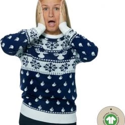 Jule Sweaters Foute Kersttrui Dames & Heren - Christmas Sweater "Klassiek Blauw" - 100% Biologisch Katoen - Kerst Trui Mannen & Vrouwen Maat XXXXL -duurzamer-speelgoed Verkoop 550x647 5