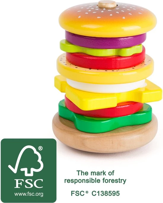 Small Foot Company Stapel Hamburger (10 Lagen) - FSC - Houten Speelgoed Vanaf 1,5 Jaar 6 Small Foot Company Stapel Hamburger (10 Lagen) - FSC - Houten Speelgoed Vanaf 1,5 Jaar - Afbeelding 4