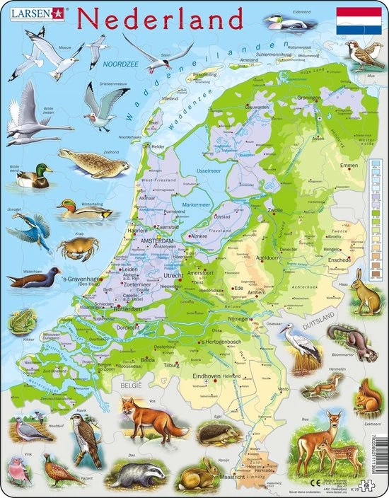 Larsen Legpuzzel Maxi Nederland Junior Karton 68 Stukjes 4 Larsen Legpuzzel Maxi Nederland Junior Karton 68 Stukjes - Afbeelding 2