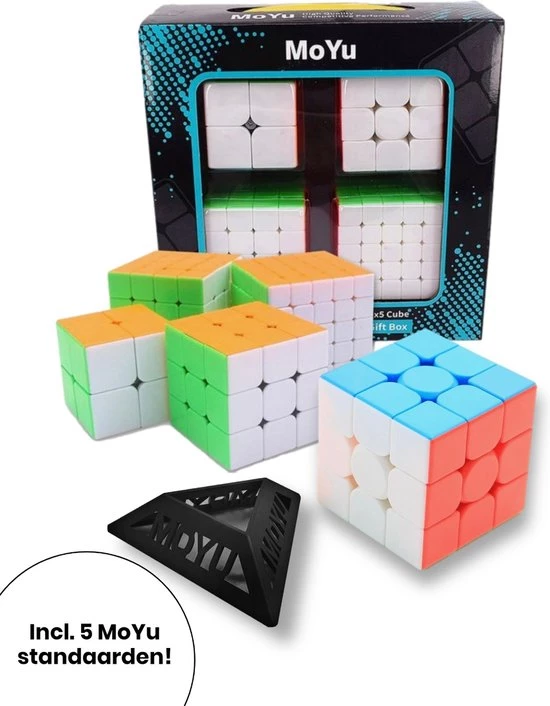 Puzzelkubus – 2x2, 3x3, 4x4, 5x5 - Extra 3x3 Puzzelkubus - Rubiks Cube - MoYu Speed Cube - Gratis 5x Cubestands - Complete Set 2 Puzzelkubus – 2x2, 3x3, 4x4, 5x5 - Extra 3x3 Puzzelkubus - Rubiks Cube - MoYu Speed Cube - Gratis 5x Cubestands - Complete Set