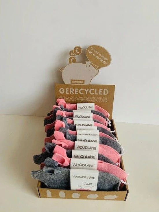 Woodlane Gerecyclede Spaarpot - Spaarvarken Roze 12 Woodlane Gerecyclede Spaarpot - Spaarvarken Roze - Afbeelding 10