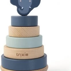 Trixie Stapelspeelgoed Mrs. Elephant 18 Cm Hout Blauw 7-delig