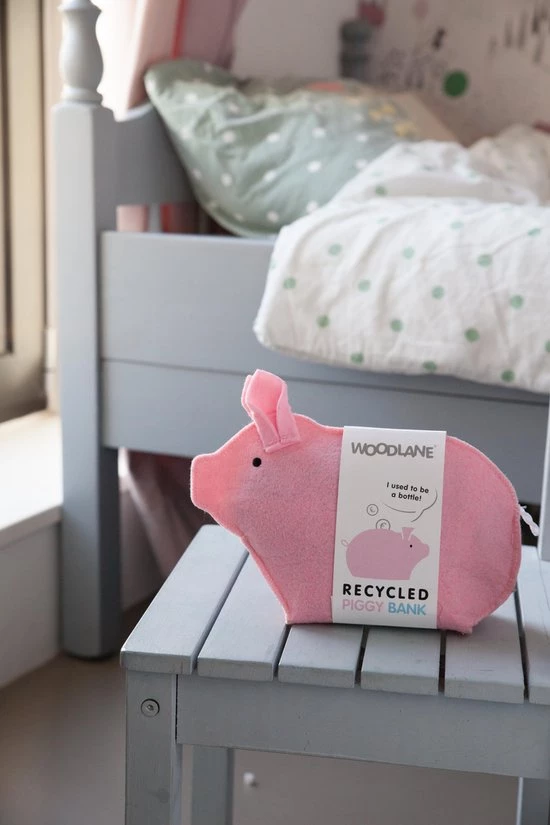 Woodlane Gerecyclede Spaarpot - Spaarvarken Roze 7 Woodlane Gerecyclede Spaarpot - Spaarvarken Roze - Afbeelding 5